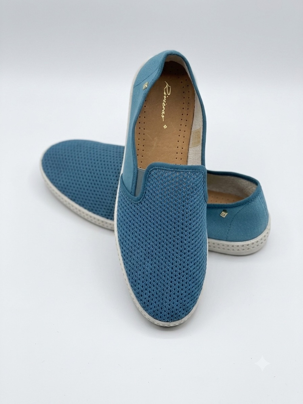 Rivieras Classic Toile & Filet Aqua Blue Mesh Slip-On Loafers US 11 UK 10.5